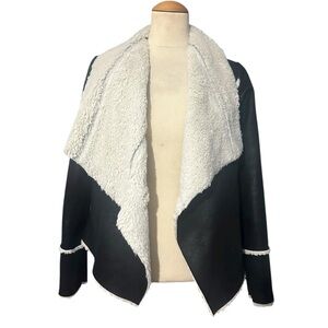 Chaser Faux Suede Sherpa Lined Jacket Black Size Small